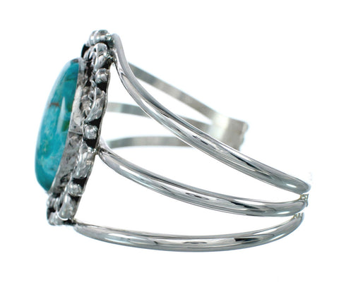Authentic Kingman Turquoise Sterling Silver Navajo Cuff Bracelet NN20464